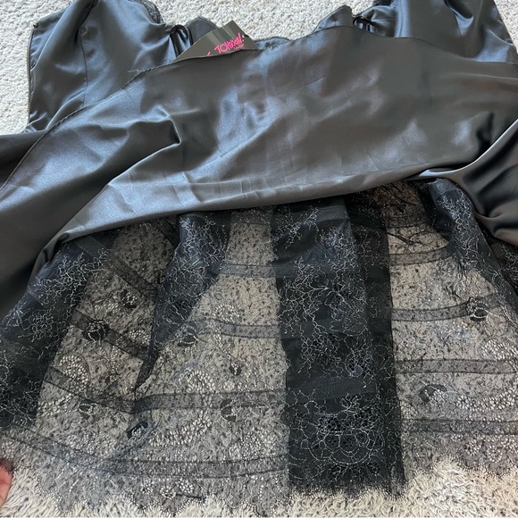 Betsy Johnson Black Lace Front Zip Fit & Flare Mini Dress - Picture 5 of 13